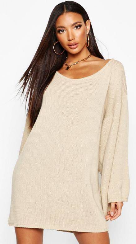 boohoo Oversized Trui Jurk Met Wijde Mouwen, Steenrood