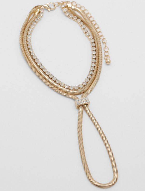boohoo Pave Gepolijste Handketting, Gold