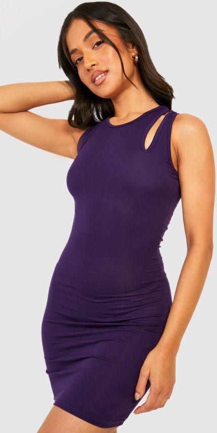 boohoo Petite Dubbele Mouwloze Cut Out Mini Jurk, Purple