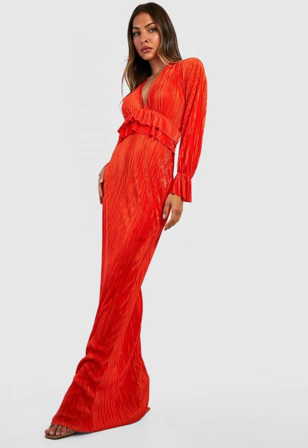 Boohoo Lange Maxi Jurk Met Lange Mouwen Boohoo Maxi Jurk Met Korte