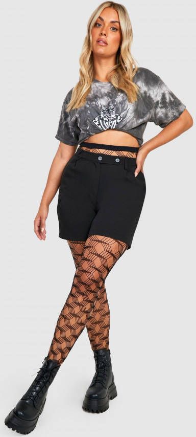 boohoo Plus Diamanten Panty Met Opdruk, Black