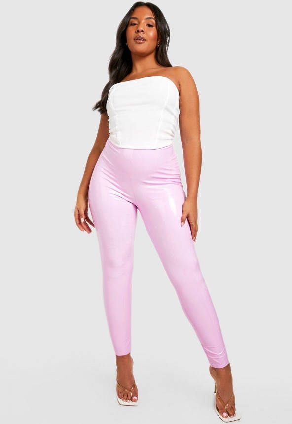 boohoo Plus Vinylen Halloween Leggings, Hot Pink