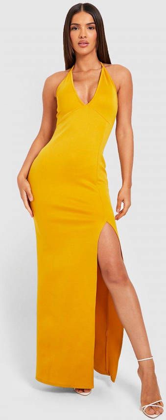 boohoo Scuba Jurk Met Bandjes, Mustard