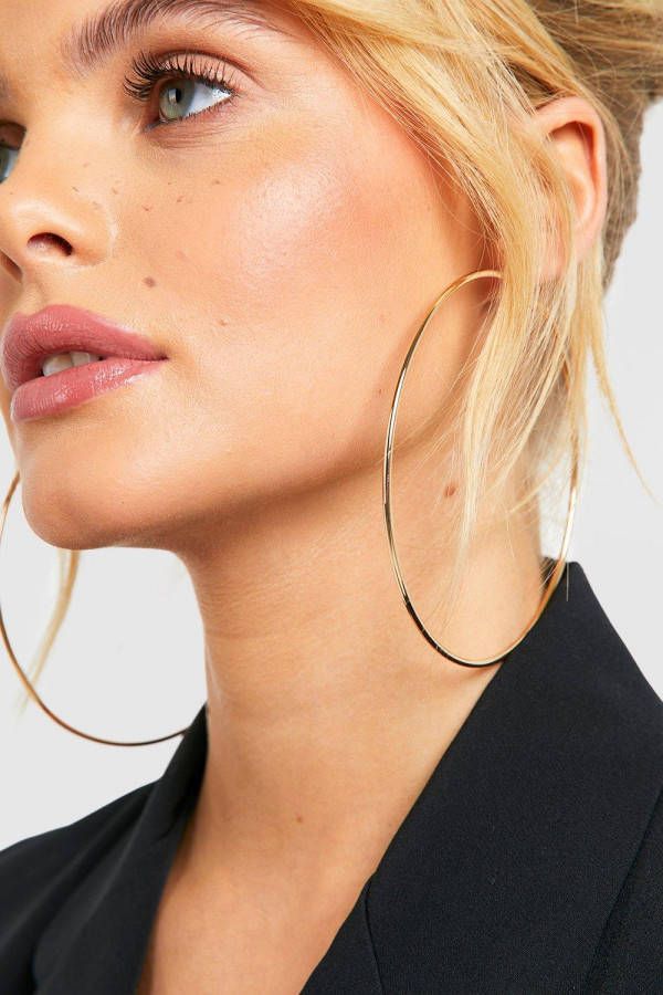 boohoo Simpele Grote Ronde Oorbellen, Gold