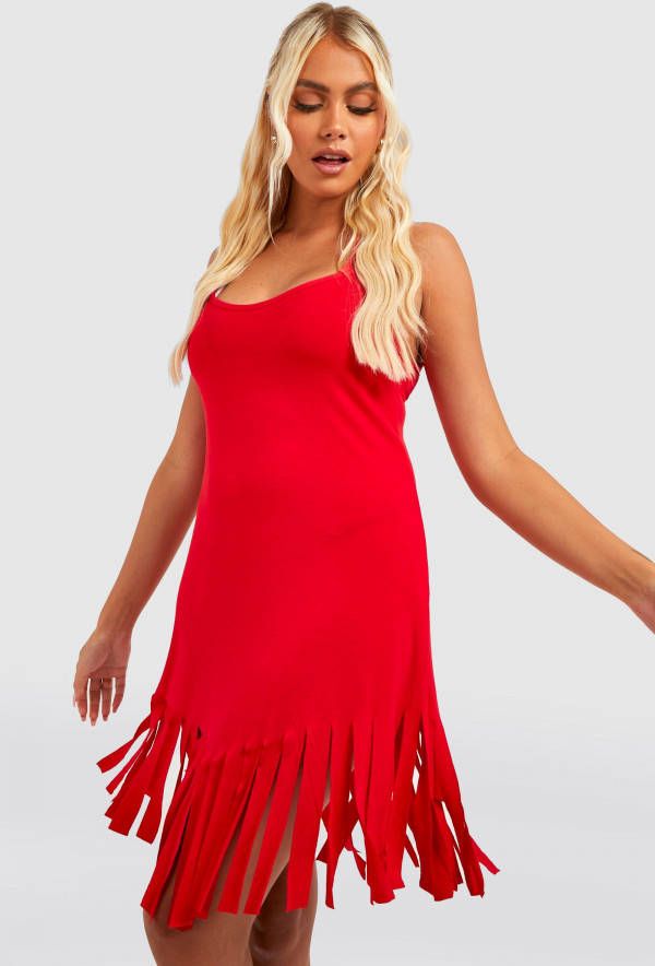 boohoo Strand Hemdje Met Kwastjes, Red