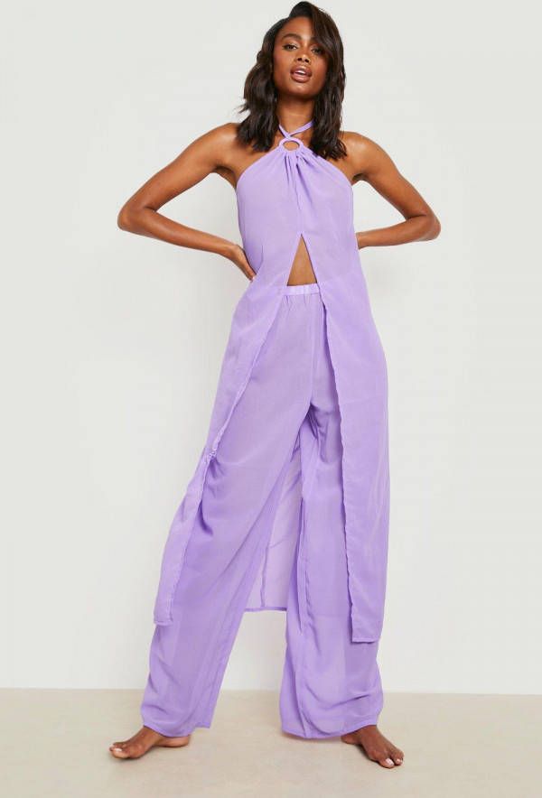 boohoo Strand Set Met Top Met O Ring En Broek, Purple