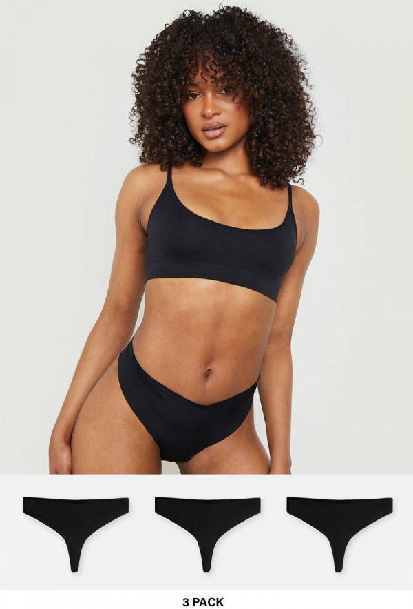 boohoo Strings Zonder Zichtbare Lijntjes(3 Stuks ), Black