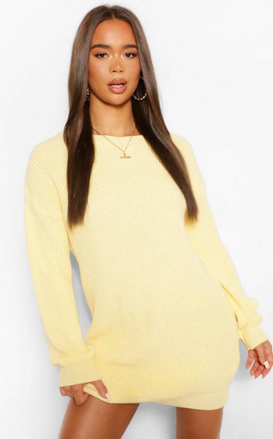 boohoo Trui Jurk Met Crewneck, Citroen