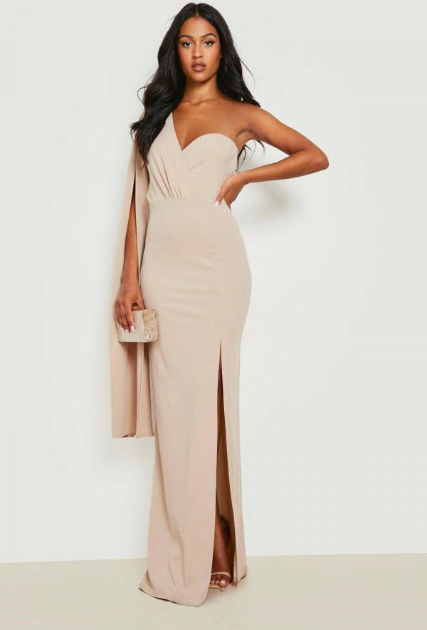 boohoo Tall Maxi Jurk Met Cape Detail, Stone