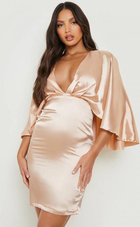 boohoo Tall Satijnen Jurk Met Cape Detail, Gold