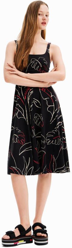 Desigual Gebreide tropische jurk met schouderbandjes