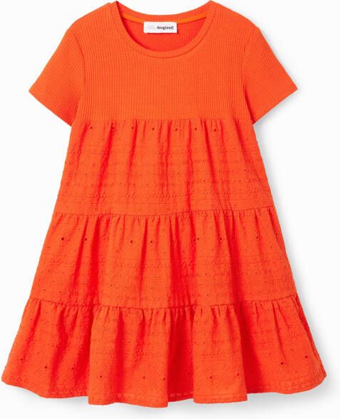 Desigual Gecombineerde jurk met broderie anglaise