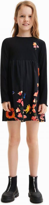 Desigual Geribde jurk met bloemen
