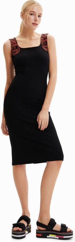 Desigual Geribde slim fit jurk met bandjes