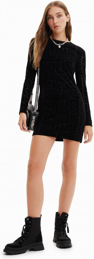 Desigual Korte slim fit jurk met tekst