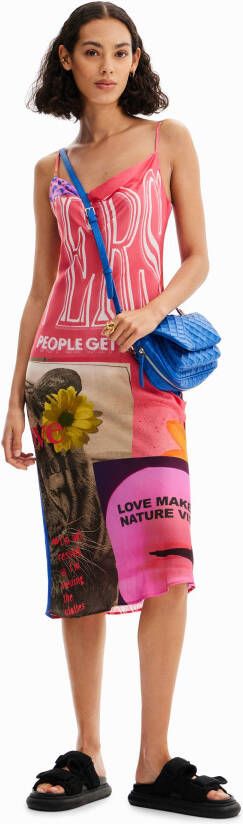 Desigual Midi jurk met slipdress model en collage