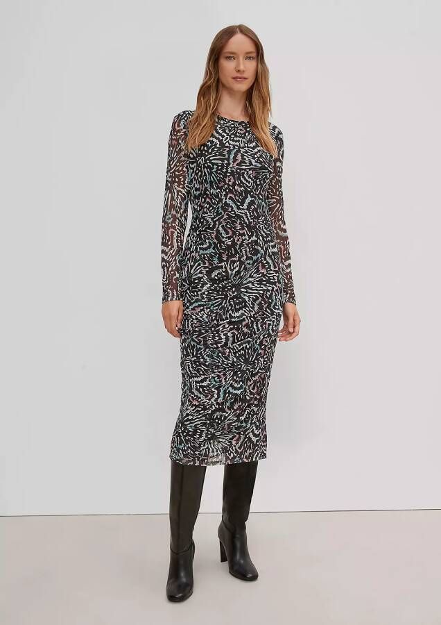 Comma Mesh Jurk met All over Print Dames