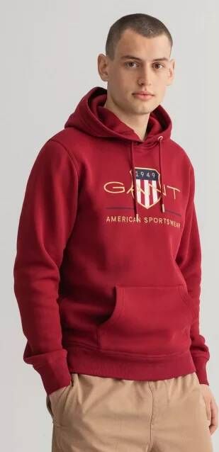 GANT Regular Fit Hooded Sweatshirt wijnrood, Bedrukt