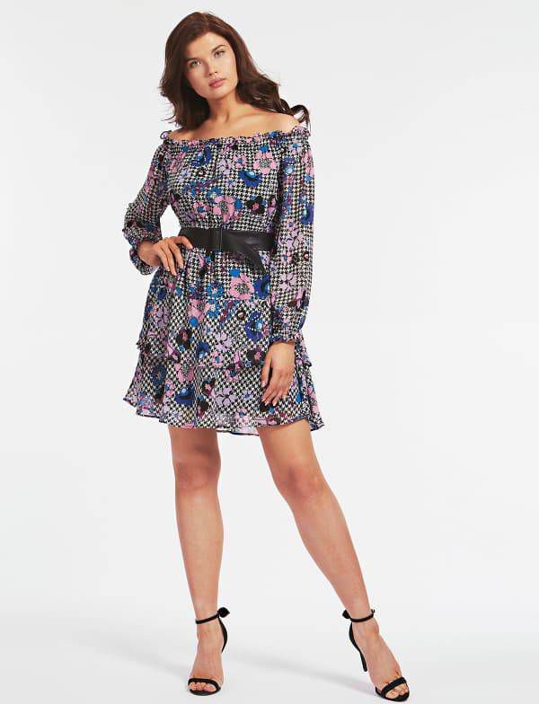 Guess Robe cintrée en mousseline imprimée