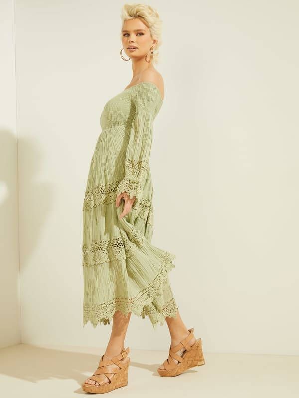 Guess Jurk Off Shoulder Macramé