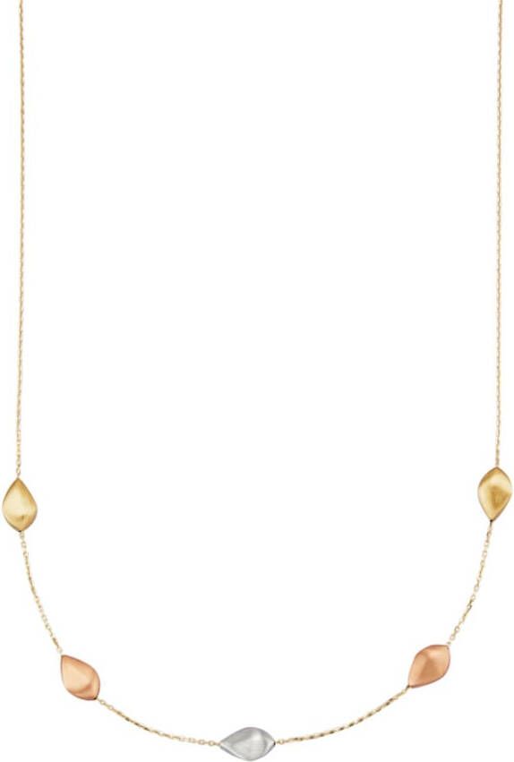 KLiNGEL Collier van 9 kt. geel/wit/rood Geelgoudkleur