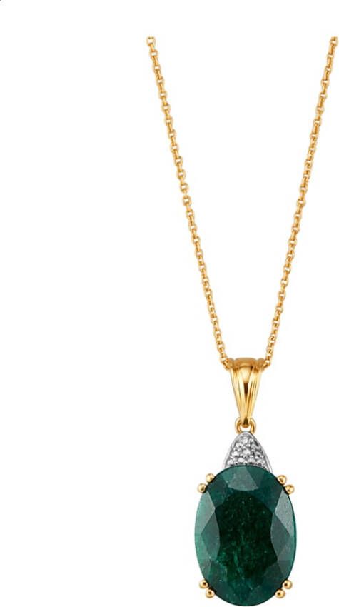 KLiNGEL Hanger met smaragd en ketting met smaragd, van echt zilver Goudkleur