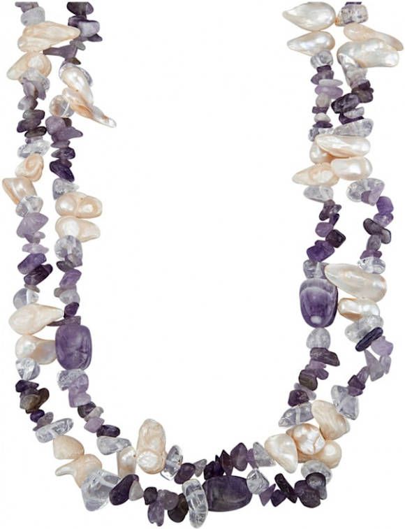 KLiNGEL Ketting met amethist en bergkristal Multicolor