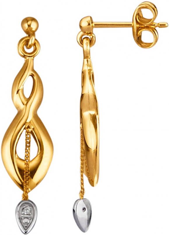 KLiNGEL Oorbellen met diamanten Geelgoudkleur