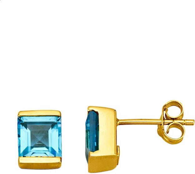 KLiNGEL Oorstekers met blauwe topazen Goudkleur