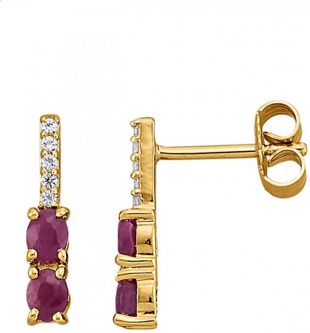 KLiNGEL Oorstekers met robijn Goudkleur