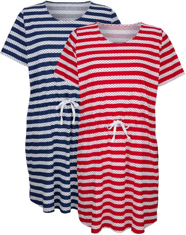 maritim Strandjurk met maritieme strepen Marine/Rood/Wit