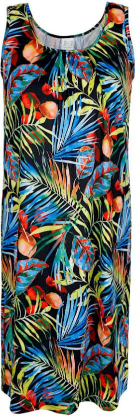 Schwab Bademoden Strandjurk met klassiek bloemendessin Zwart/Blauw