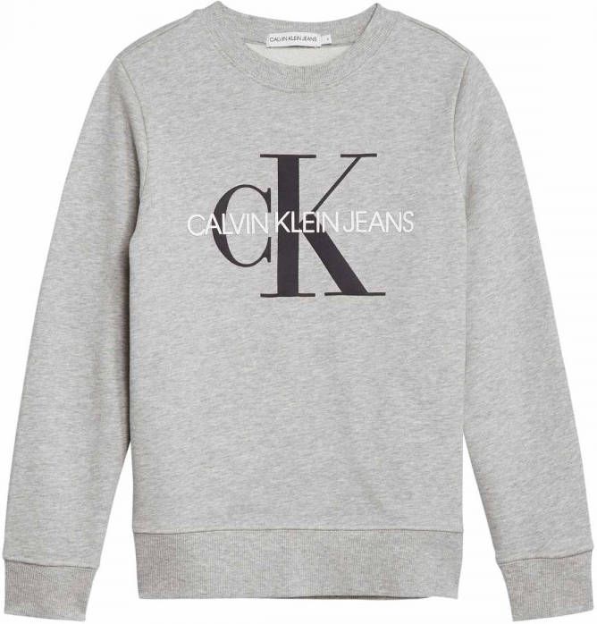 Calvin klein Jeans! Jongens Sweater Maat 164 Lichtgrijs Katoen