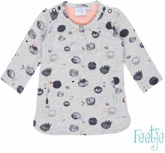 Feetje ! Meisjes Jurk Maat 56 Lichtgrijs Katoen/polyester/elasthan
