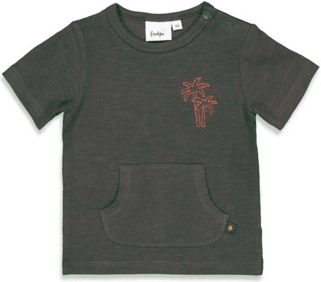 Feetje ! Meisjes Shirt Korte Mouw -- Antraciet Katoen/elasthan
