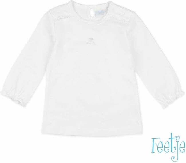 Feetje ! Meisjes Shirt Korte Mouw -- Wit Katoen/elasthan