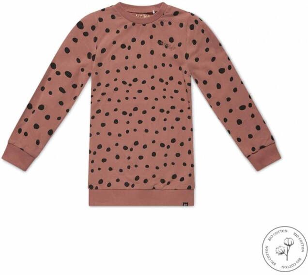 Koko Noko sweatjurk Nathalie met all over print oudroze/zwart