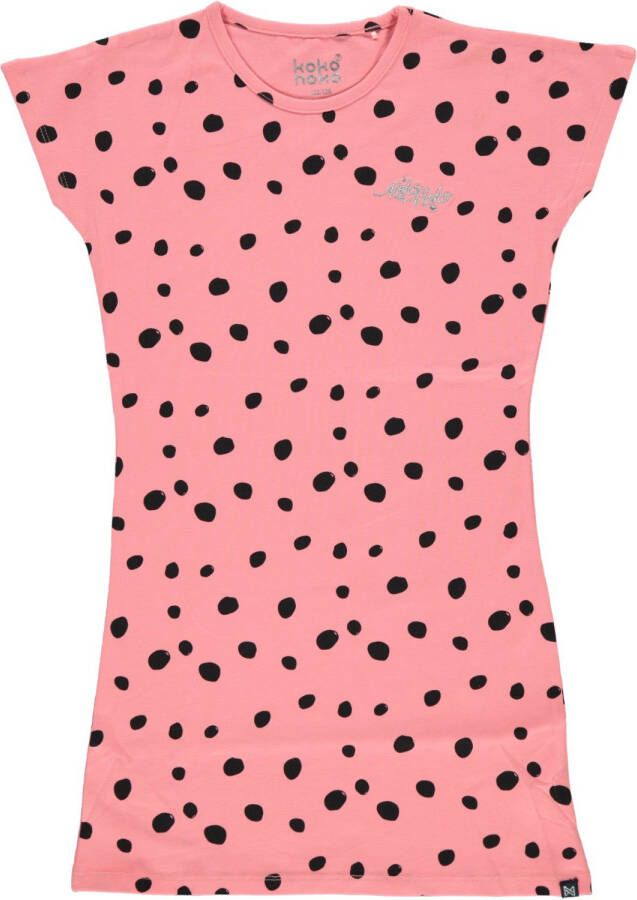 Koko Noko T shirtjurk Niya met all over print en glitters roze/zwart