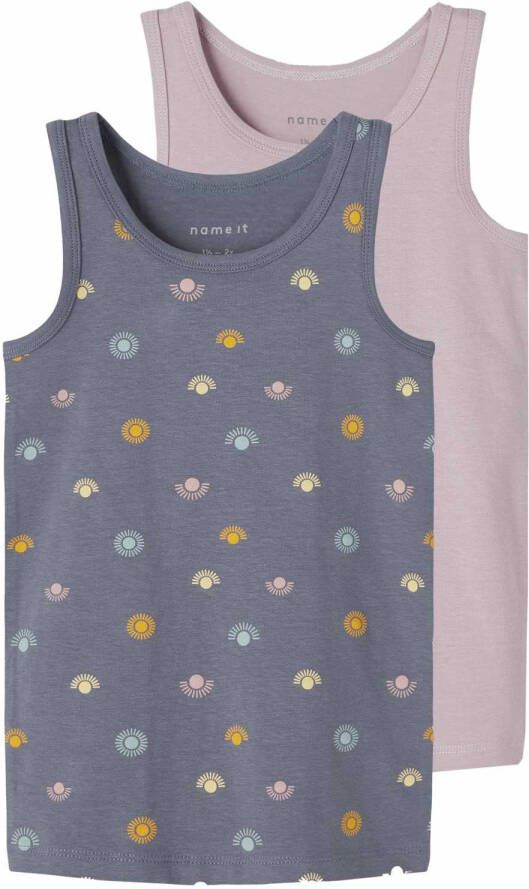 name it ! Meisjes 2 pack Hemd -- Diverse Kleuren Katoen/elasthan