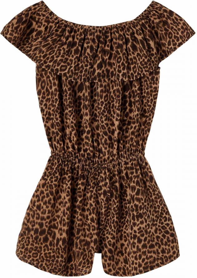 NAME IT KIDS off shoulder jumpsuit NKFVINAYA van gerecycled polyester bruin