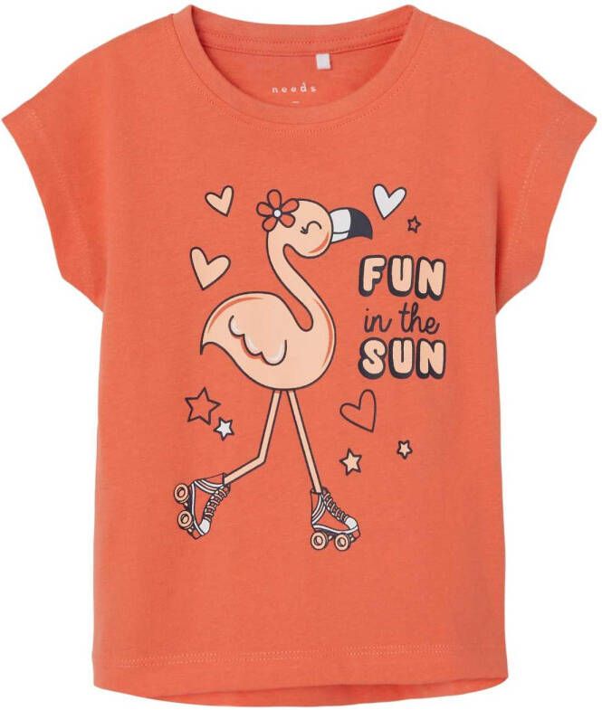 name it ! Meisjes Shirt Korte Mouw -- Koraal Katoen