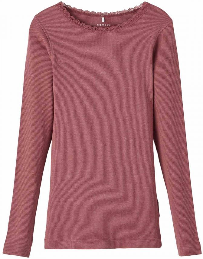 name it ! Meisjes Shirt Lange Mouw -- Bordeaux Rood Katoen/modal/elasthan