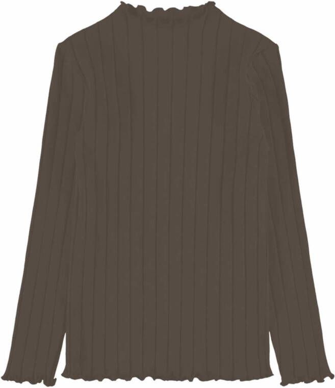 NAME IT KIDS ribgebreide top NKFNORALINA met biologisch katoen bruin