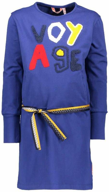 NoNo ! Meisjes Jurk Maat 104 Blauw Katoen/elasthan