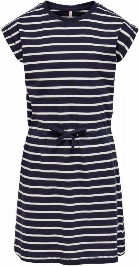 ONLY KIDS GIRL gestreepte A lijn jurk KONMAY van biologisch katoen donkerblauw/wit