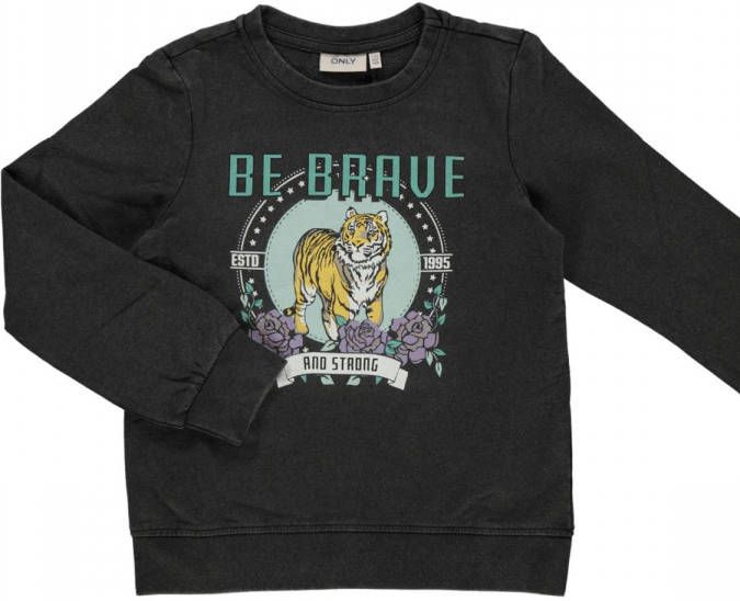 ONLY KIDS GIRL sweater KONLUCINDA met printopdruk zwart brave