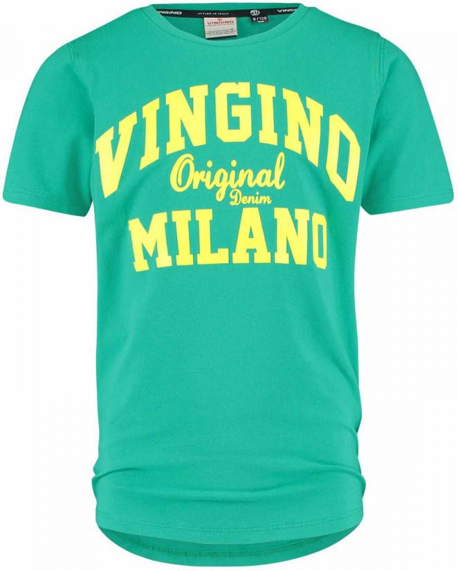 Vingino ! Jongens Shirt Korte Mouw Maat 110 Groen Katoen/elasthan