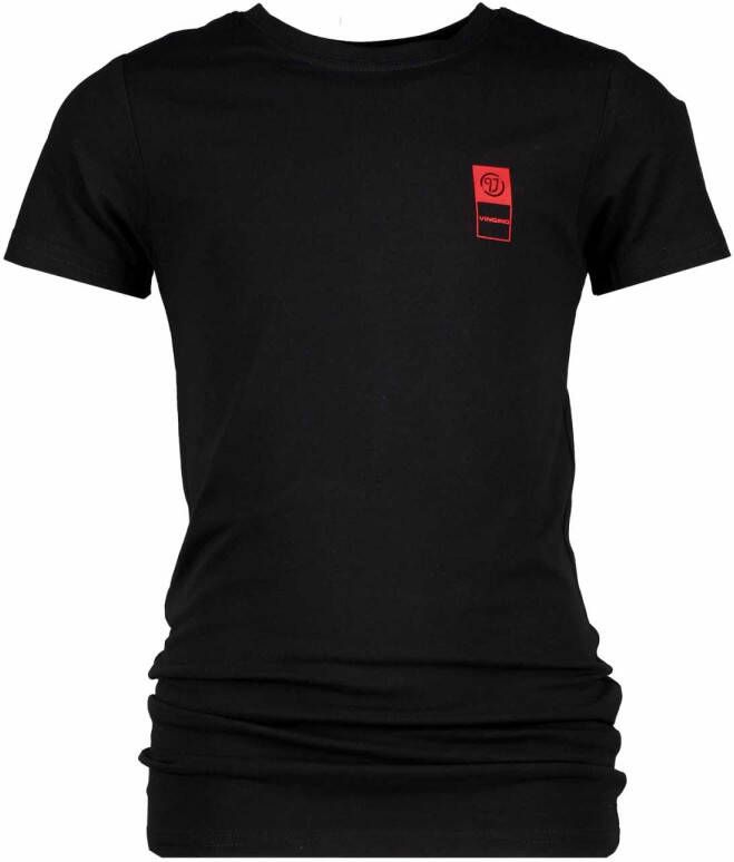 VINGINO ! Jongens Shirt Korte Mouw -- Zwart Katoen/elasthan
