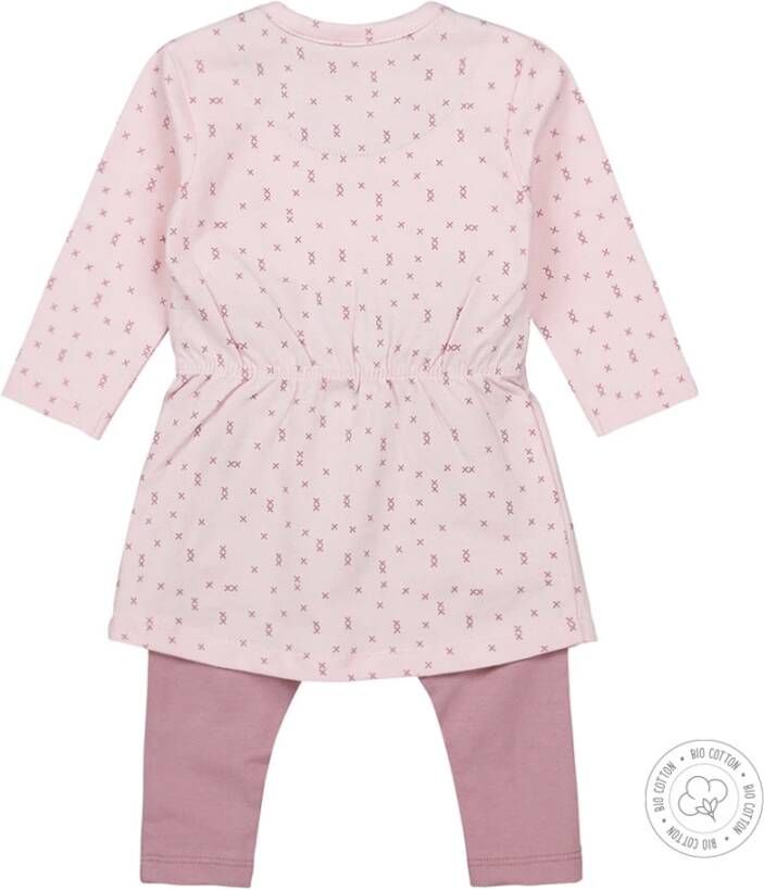 Dirkje baby jurk + legging met biologisch katoen roze/lichtroze