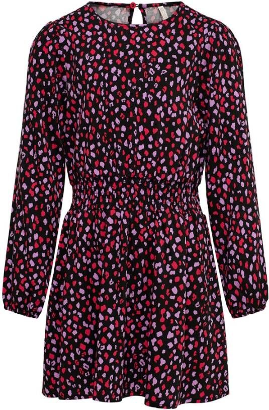 ONLY KIDS GIRL jurk KONSCARLETT SOLVEIG met all over print zwart/paars/roze